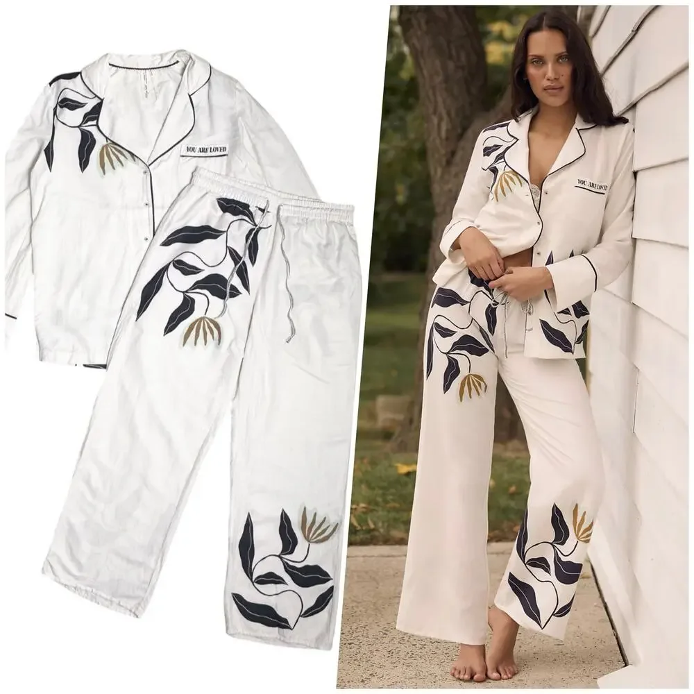 Kenzie Parrott x Anthropologie | Women | Nature Print Pajama Matching Set | Sz M